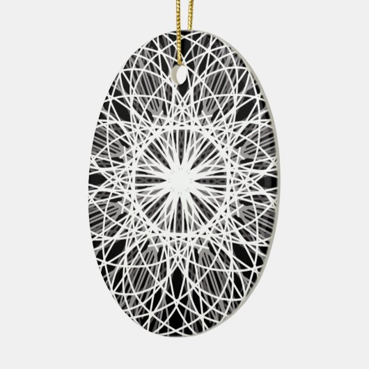Zwart-witte Kaleidoscoop Flower Star Keramisch Ornament (Links)