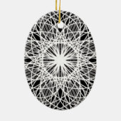 Zwart-witte Kaleidoscoop Flower Star Keramisch Ornament (Achterkant)