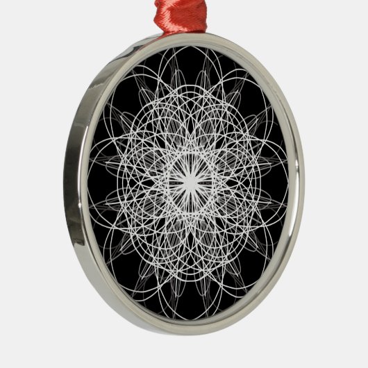 Zwart-witte Kaleidoscoop Flower Star Metalen Ornament (Rechts)