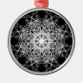 Zwart-witte Kaleidoscoop Flower Star Metalen Ornament (Voorkant)