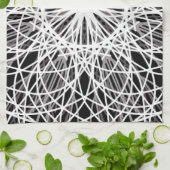 Zwart-witte Kaleidoscoop Flower Star Theedoek (Gevouwen)