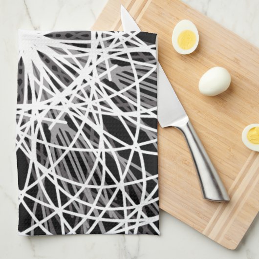 Zwart-witte Kaleidoscoop Flower Star Theedoek (Quarter Fold)