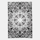 Zwart-witte Kaleidoscoop Flower Star Theedoek (Verticaal)