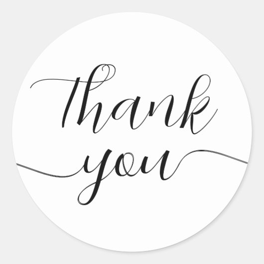 Zwart-witte kalligrafie Elegant Hartelijk dank Ronde Sticker (Voorkant)