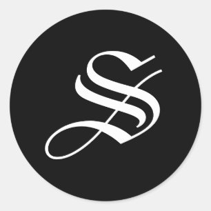 Zwart-witte kalligrafie S-monogram Stickers