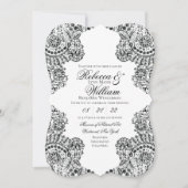 Zwart-witte kant Elegant Gothic Wedding Kaart (Voorkant)