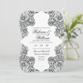 Zwart-witte kant Elegant Gothic Wedding Kaart (Staand voorkant)