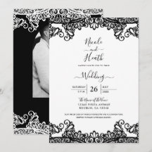 Zwart & Witte Kant Elegante Trouwjurk