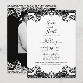 Zwart & Witte Kant Elegante Trouwjurk Kaart
