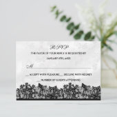 Zwart & Witte Kant RSVP Kaartje (Staand voorkant)
