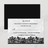Zwart & Witte Kant RSVP Kaartje (Voorkant / Achterkant)