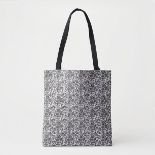 Zwart-witte kant tote bag