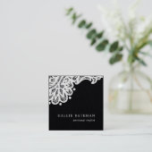 Zwart-witte kant vierkante visitekaartje (Staand voorkant)