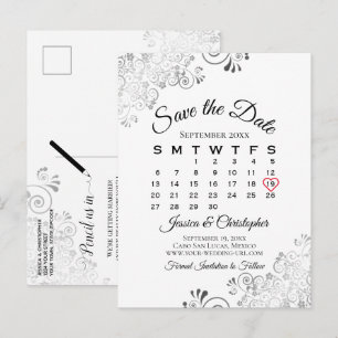 Zwart & Witte Kanten Trouw Save the Date Agenda Aankondigingskaart