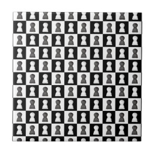 Zwart-witte kap Allover Chess Board Patroon Tegeltje