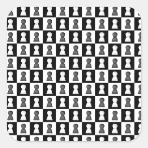 Zwart-witte kap Allover Chess Board Patroon Vierkante Sticker