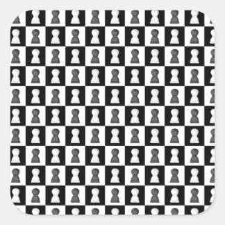 Zwart-witte kap Allover Chess Board Patroon Vierkante Sticker