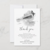 Zwart-witte kardinaal vogel bedankkaart (Voorkant)