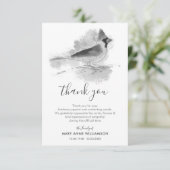 Zwart-witte kardinaal vogel bedankkaart (Staand voorkant)