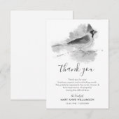 Zwart-witte kardinaal vogel bedankkaart (Voorkant / Achterkant)