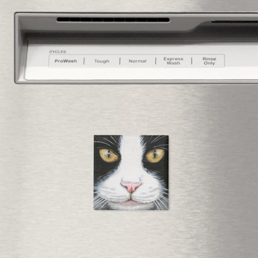 Zwart-witte kat #1 magneet (Insitu (Vaatwasser))