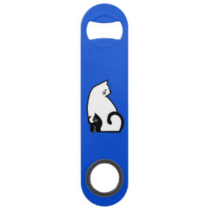 Zwart-witte kat-balk speed flessenopener