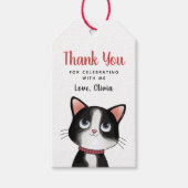 Zwart-witte kat bedankt Gift Tag Cadeaulabel (Voorkant)