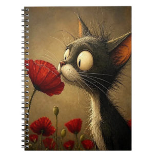 Zwart & Witte Kat Bloem Bloemrijke Spiraal Noteboo Notitieboek