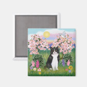 Zwart & Witte Kat - Bloesems Magneet (Voorkant / Achterkant)