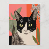 Zwart-witte kat briefkaart (Voorkant)