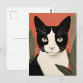 Zwart-witte kat briefkaart (Voorkant / Achterkant)