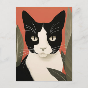 Zwart-witte kat briefkaart