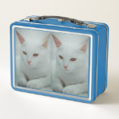 Zwart & Witte Kat Duo Metalen Lunchbox (Achterkant)