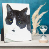 Zwart-witte kat fotoplaat (Zijkant)