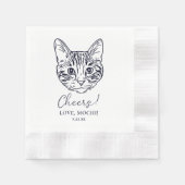 Zwart-witte kat gepersonaliseerde bruiloft servet (Voorkant)