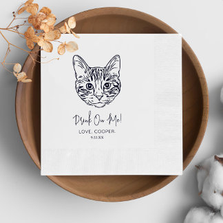 Zwart-witte kat gepersonaliseerde bruiloft servet