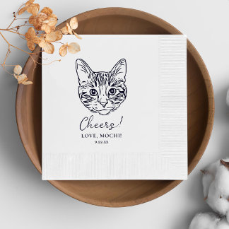 Zwart-witte kat gepersonaliseerde bruiloft servet