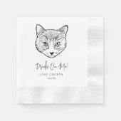 Zwart-witte kat gepersonaliseerde bruiloft servett servet (Voorkant)