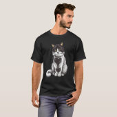 Zwart Witte Kat Harten T-shirt (Voorkant volledig)