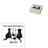 Zwart-witte kat illustratie Dit boek behoort Rubberstempel (Gestempeld)