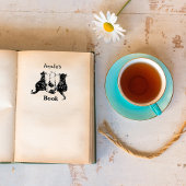 Zwart-witte kat illustratie Dit boek behoort Rubberstempel