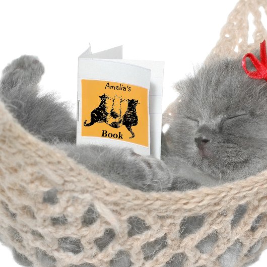 Zwart-witte kat illustratie Dit boek behoort Rubberstempel