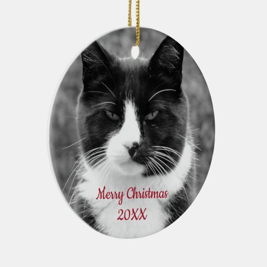 Zwart-witte kat  keramisch ornament (Rechts)