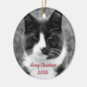 Zwart-witte kat  keramisch ornament (Links)