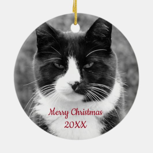 Zwart-witte kat  keramisch ornament (Achterkant)