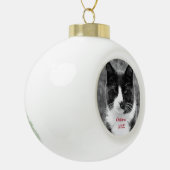 Zwart-witte kat  keramische bal ornament (Links)