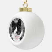 Zwart-witte kat  keramische bal ornament (Rechts)
