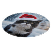 Zwart-witte kat Kerstmis Snijplank (Hoek)