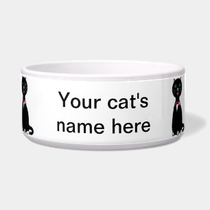 Zwart-witte kat knuffel huisdier kom