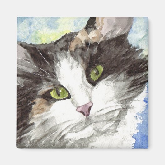 Zwart-witte kat magneet (Voorkant)